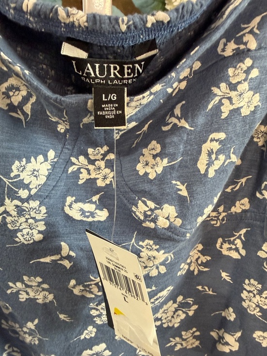 Lauren Ralph Lauren Blue Floral smocked Blouse size large - Picture 3 of 5